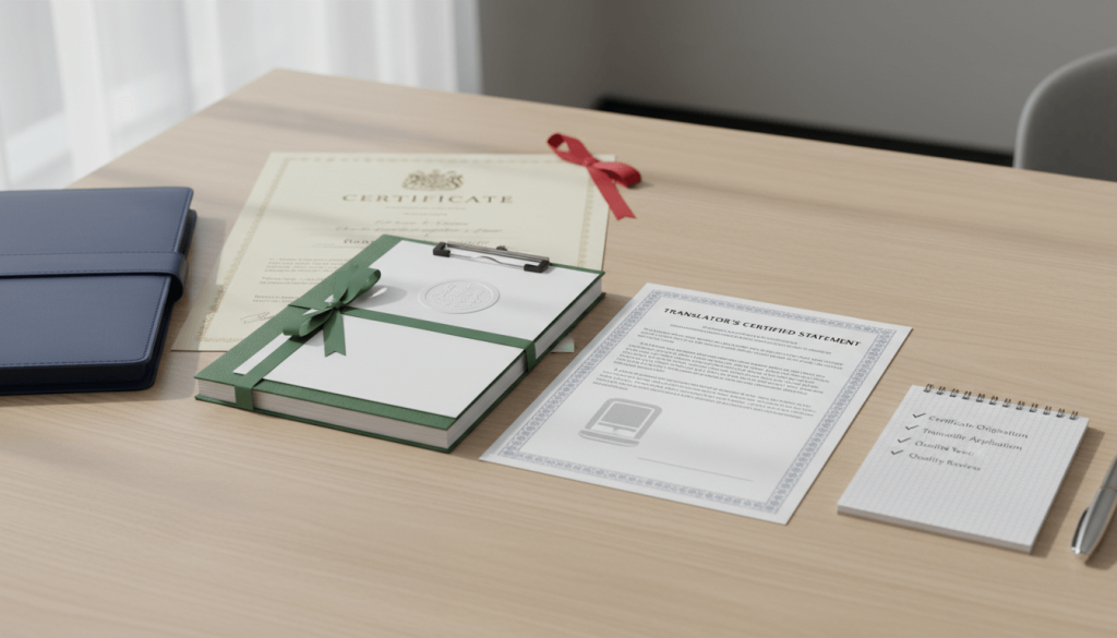 Apostilled certificate and certified translation prepared together for overseas submission