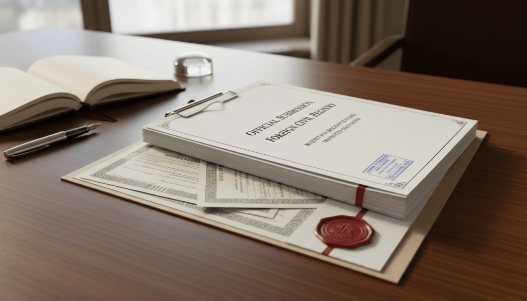 Official translation pack prepared for overseas civil registry submission