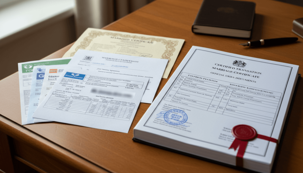 Relationship and cohabitation evidence prepared for certified Home Office translation