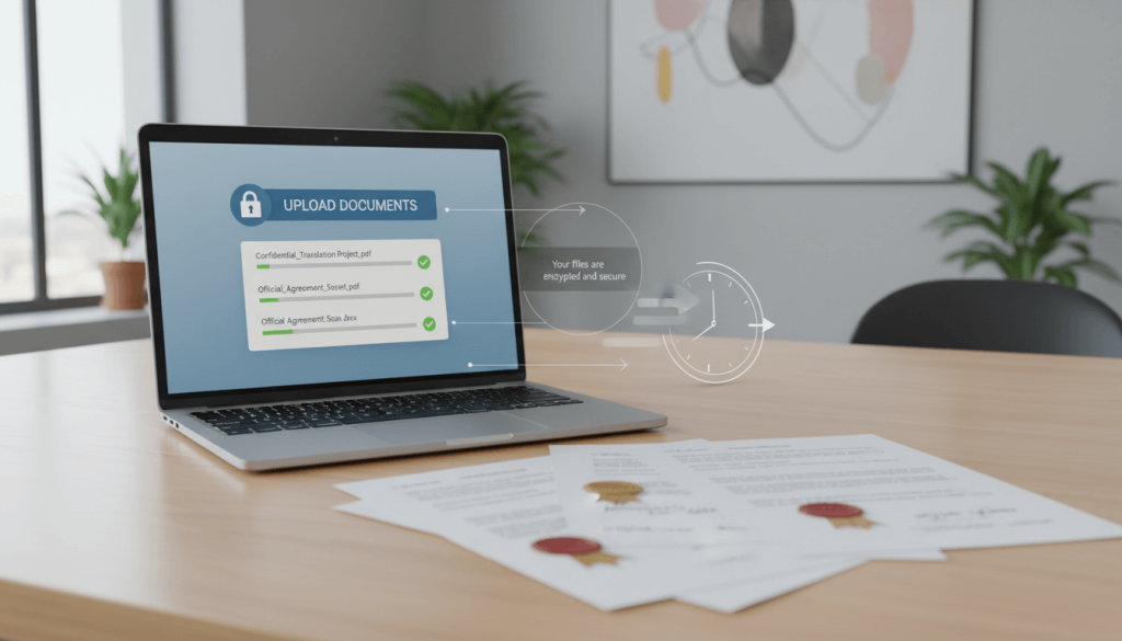 Secure online upload for urgent certified driving licence translation