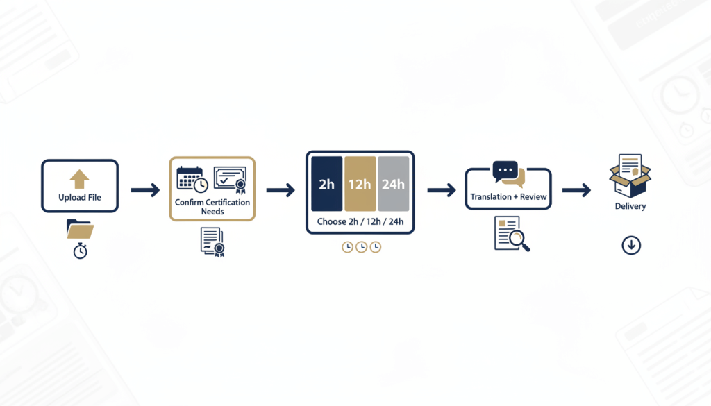 Workflow showing how to choose the right urgent translation turnaround